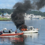 (Video- Photos) Gloucester Boat Fire Near Blynman Bridge Injures Two – Hear from Fire Chief Eric Smith