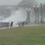 (Video) Gloucester Harbor Hours Before High Tide – Splashing over onto Boulevard